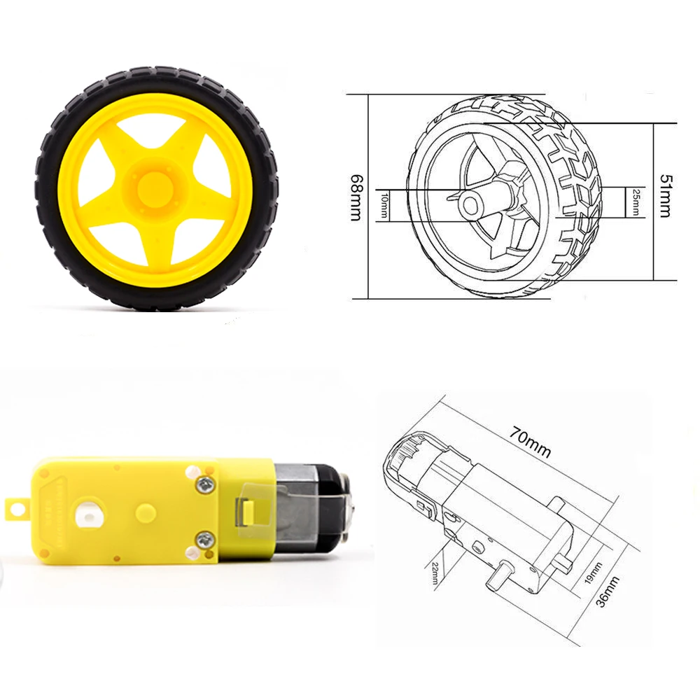 

TT Motor Smart Car Robot Gear Motor and Wheel for Arduino DIY Kit Smart Car/Robot Car