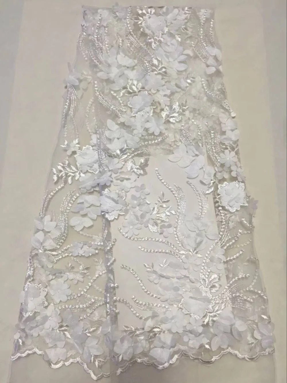 

French Net Lace Fabric 2018 Latest African Lace Fabric With 3D flower Mesh Tulle Lace Fabric High quality Nigerian Lace for lady