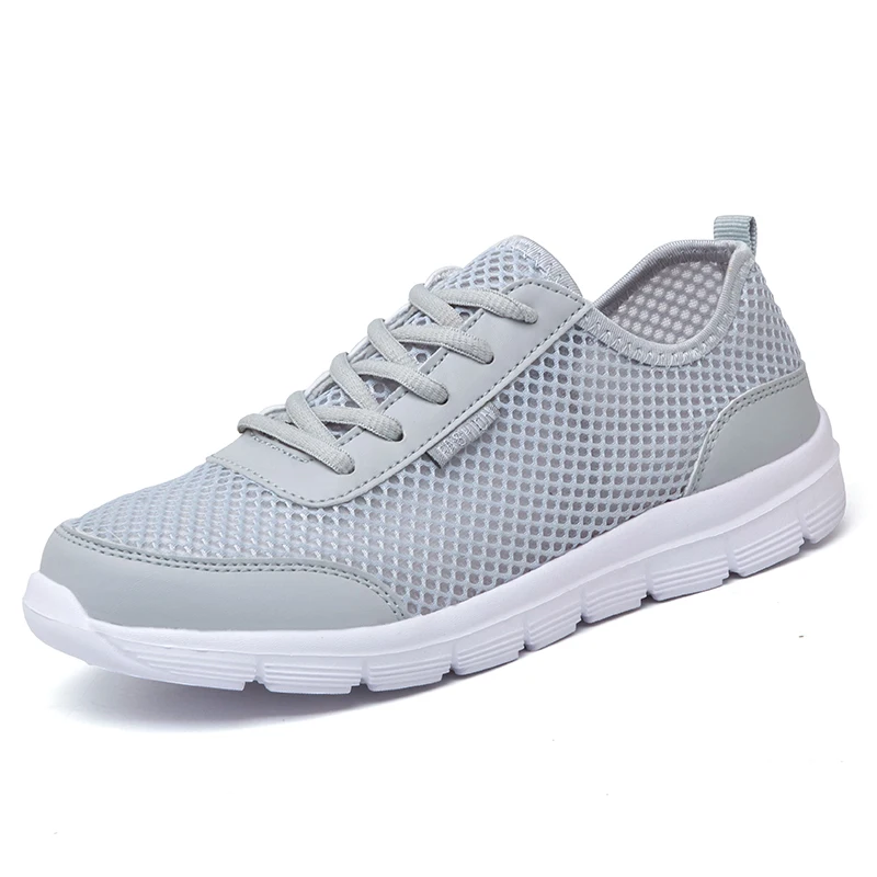 Summer Casual Shoes For Men 2018 Fashion Breathable Mesh Lace up Lover Shoes Men Flats Sneakers Plus Size 36-48