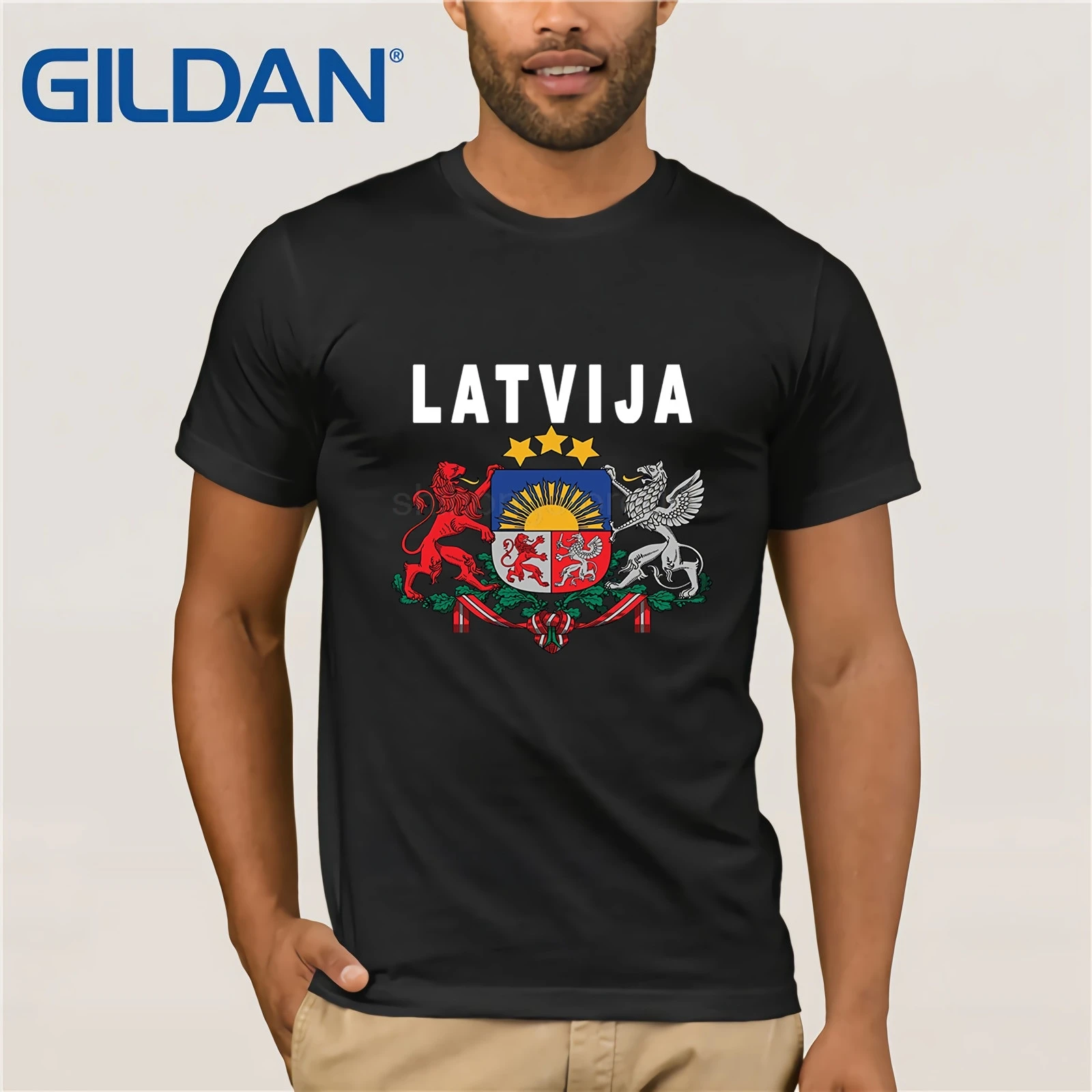 

GILDAN Latvian Language National T-shirt - Coat of Arms for Latvia