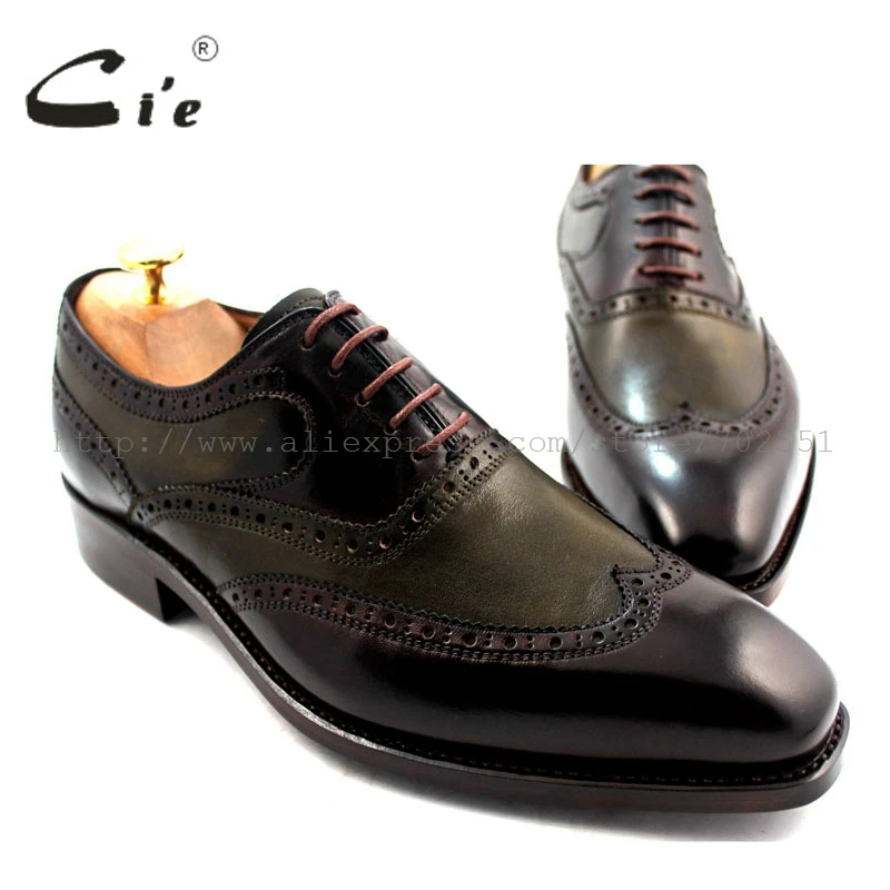 - cie free shipping Goodyear welted handmade genuine calf leather shoe mens oxford shoe brown two tone Wingtips dress NoOX189