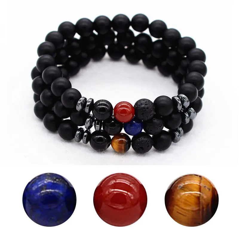 

8mm Lava Stone Beads Bracelet Men Strand Bracelets For Women Handmade 2018 Men Jewelry Charm Cuff Wristband Adjustable