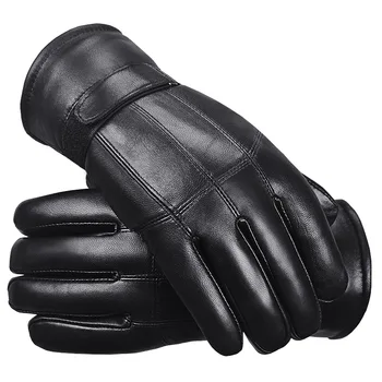 

Free shipping,Brand men winter biker leather gloves,full fingers wool outdoor glove,black winter warm fur gloves wholesales
