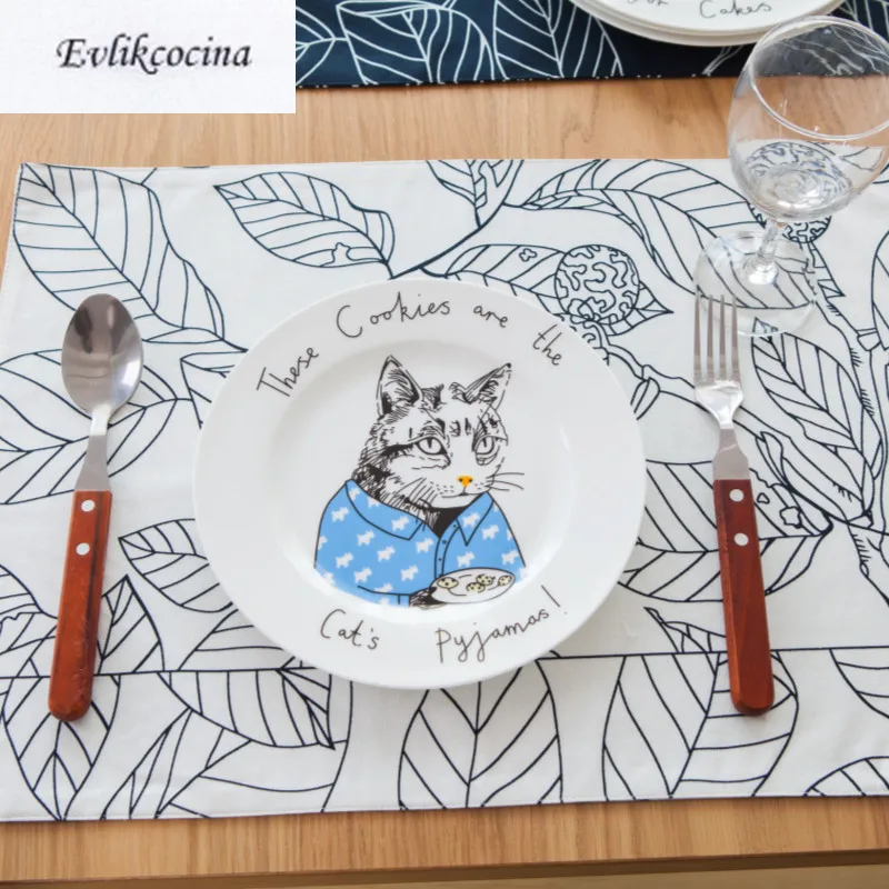 

4 Pieces/Lot American Style Cotton Big Leaves Tablecloth Cloth Placemats Insulation Pad Plain Coasters Table Mat Napkin