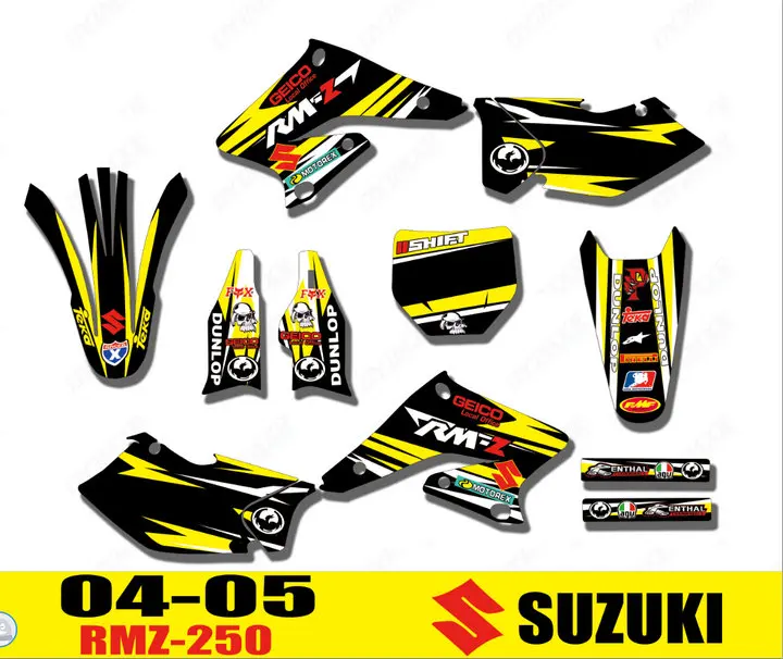Мотоцикл команда велосипед графика наклейки Фоновые для Suzuki RMZ250 RMZ 250 2004
