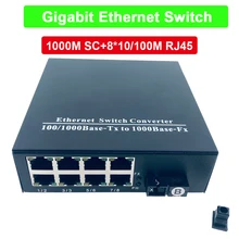 1550nm B гигабитный волоконный коммутатор Ethernet оптический медиаконвертер одиночный волоконный одномодовый 1,25G fiebr порт 8 10/100M RJ45