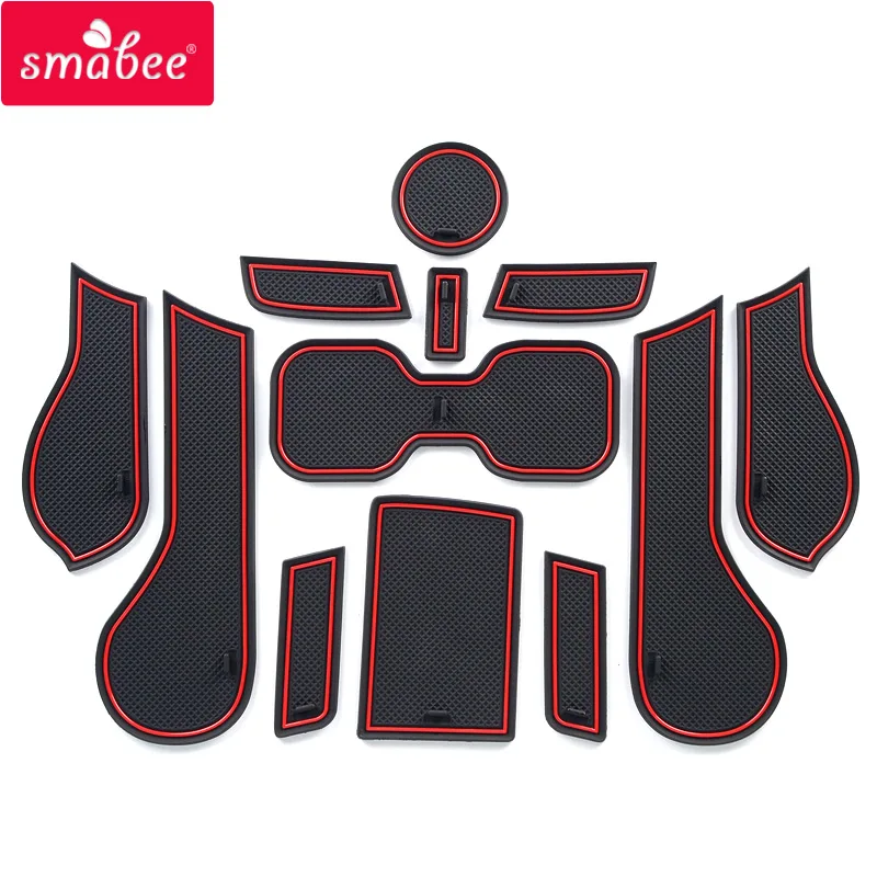 

smabee Gate slot mat For CHEVROLET ORLANDO 2012-2017 Interior Door Pad/Cup Non-slip mats red/white/orange 12pcs