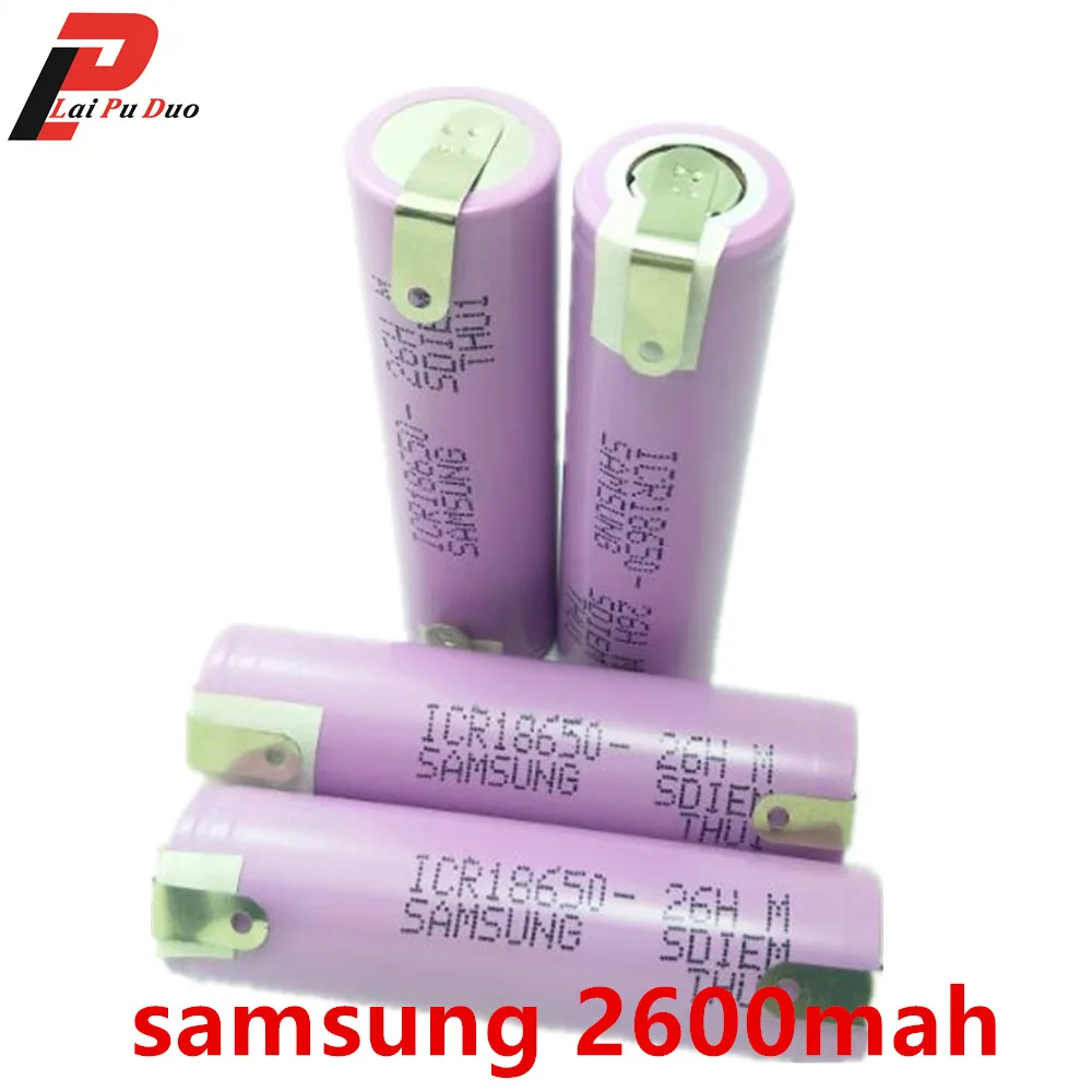 4 шт./лот,, для samsung 18650, 2600 мА/ч, ICR18650-26HM, li-ion, 3,7 в, аккумулятор, литий-ионный аккумулятор с никелевым покрытием