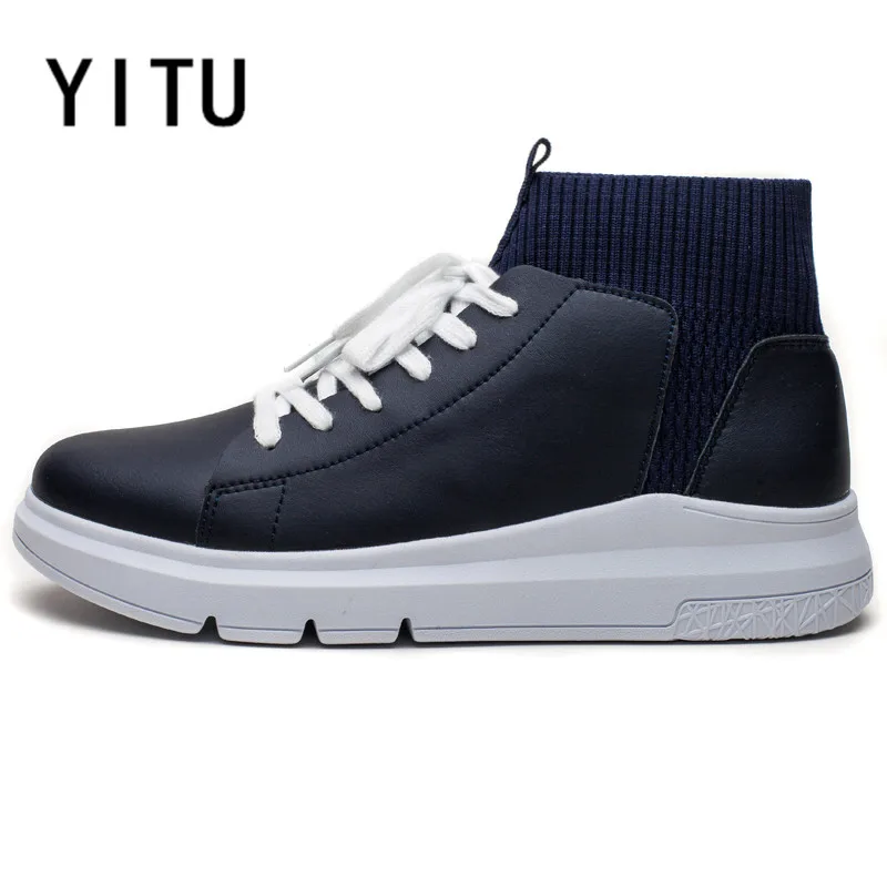 YITU Antumn прибытие Для мужчин прогулочная обувь дышащие Нескользящие волокна Flyknit кроссовки Бег туризма Уличная обувь - Цвет: Blue