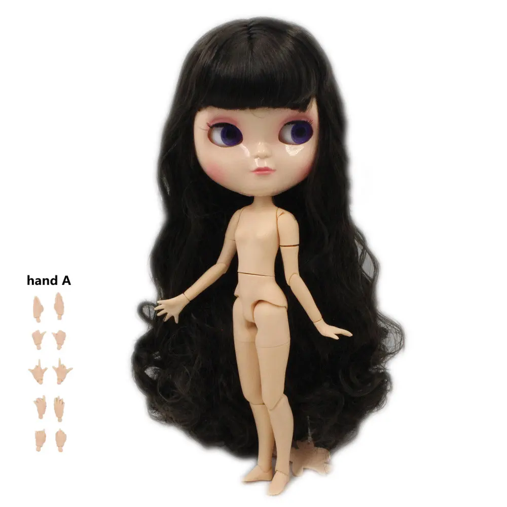 Ледяная Обнаженная кукла маленькая грудь соединение азон тело коричневый черный вьющиеся волосы с челкой No.280BL950 30 см F& D - Цвет: With hands A