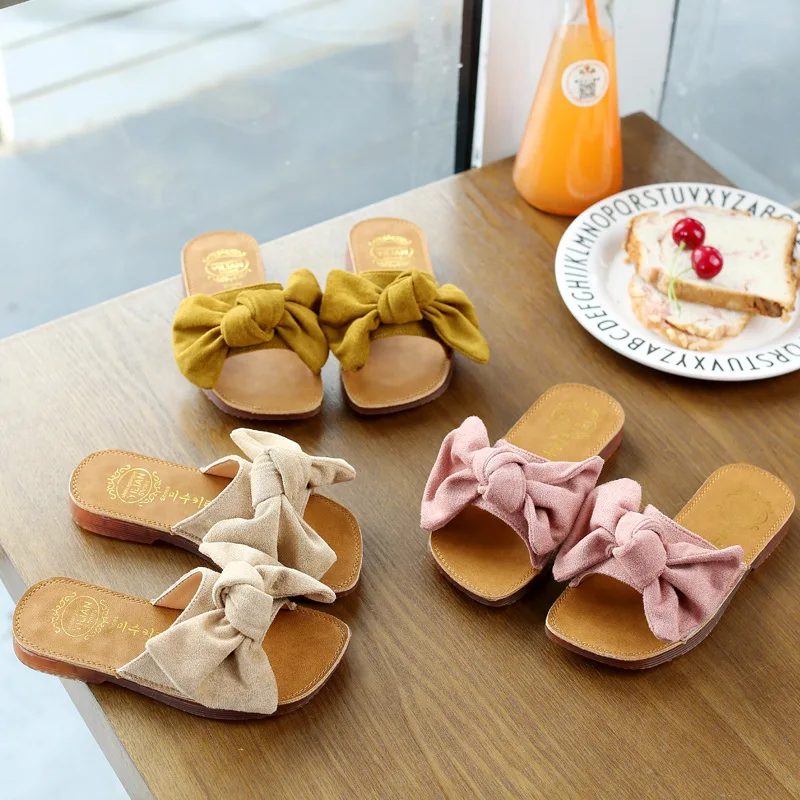 

Children Slippers Summer Baby Girl Little Princess Kids Sandals Fashion Cute Purity Soft Bottom Dragging Bow Knot Antiskid Shoes