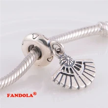 Подходит для Pandora талисманы Браслеты Винтаж вентилятор бусины 925 пробы серебряные ювелирные изделия