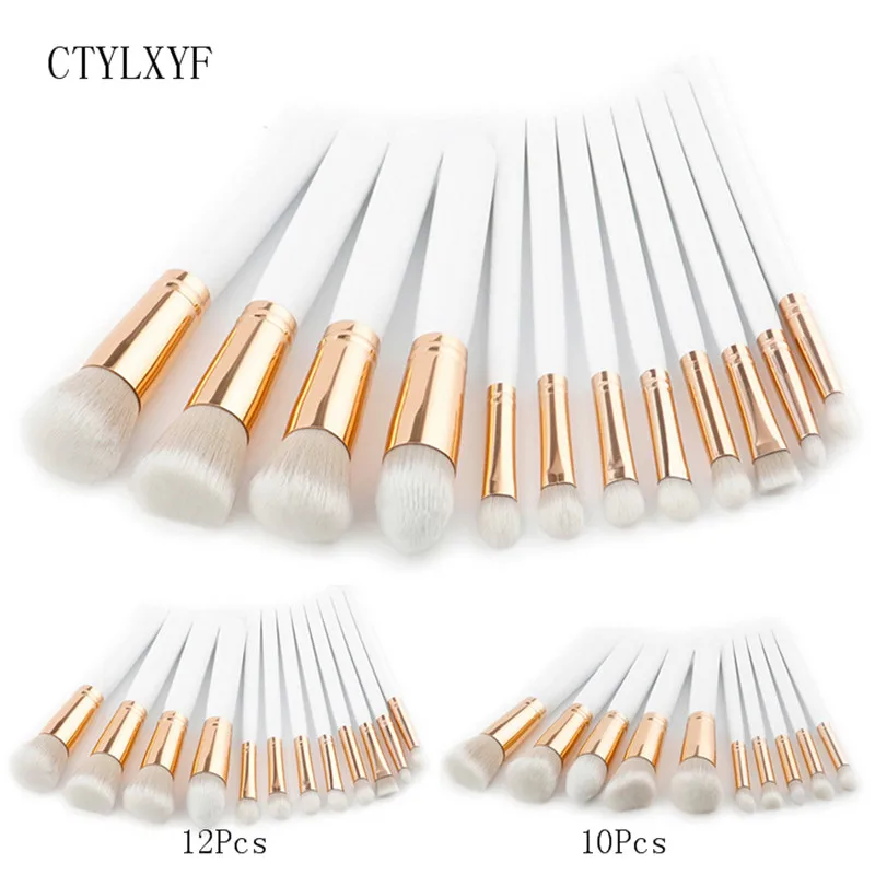 

10/12pcs CTYLXYF Brushes Set Eyeshadow Eyeliner Blush Blending Contour Foundation Cosmetic Beauty Make Up Brush Tools Kit