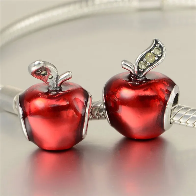 Белоснежка красное яблоко амулеты для изготовления ювелирных изделий подходит DIY стерлингового серебра ювелирные браслеты для женщин ювелирные изделия Макияж
