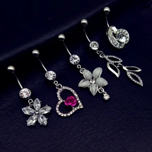 5 шт., стразы, звезда, цветок розы, сердце, лист, пупка, кольцо, штанга, пирсинг, кольцо, ювелирные изделия для тела, Летний стиль, Женские Ювелирные изделия