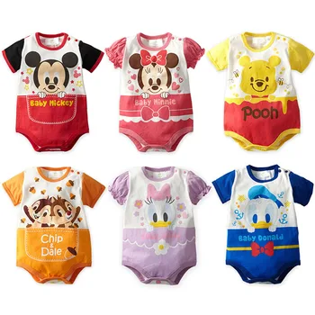 

Summer Baby Mickey Romper Short Sleeve Cotton Infant Boys Girls Cartoon Rompers Jumpsuit Donald Duck Baby Newborn Clothes