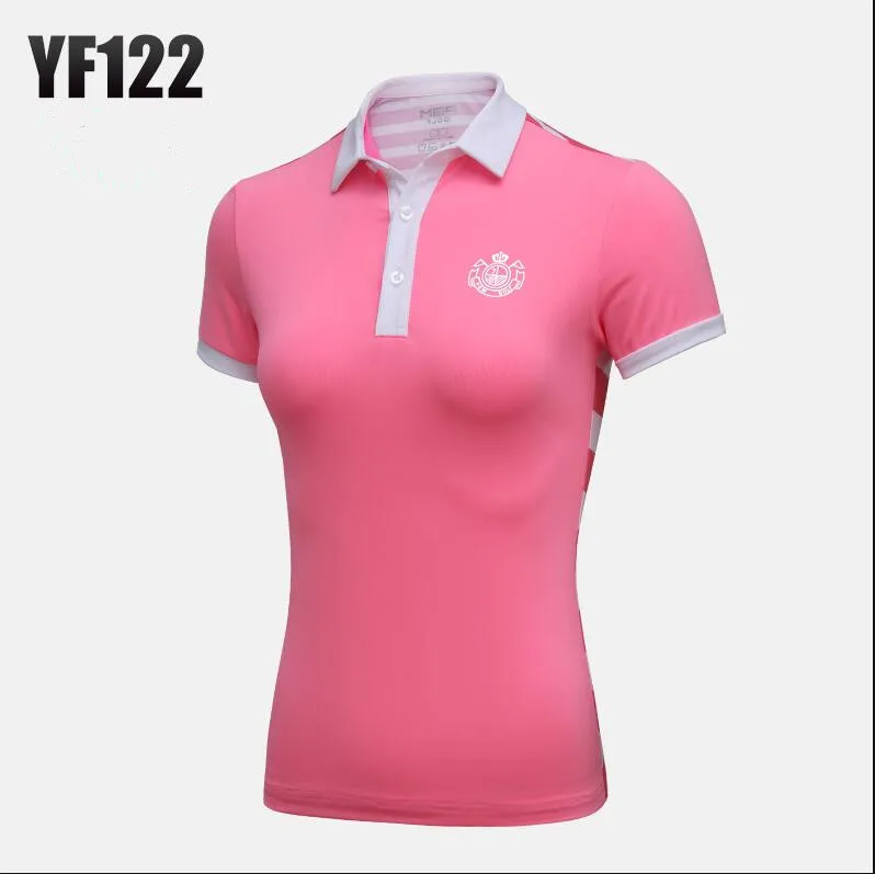 PGM New Golf Apparel Women Summer Short Sleeve Golf Tee Shirt Button