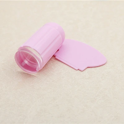 Силиконовая головка для нейл-арта штамп с пластиковым скребком двойная головка и одна головка Мини-нейл-арта штамп для ногтей художественный инструмент LSJ - Цвет: Pink