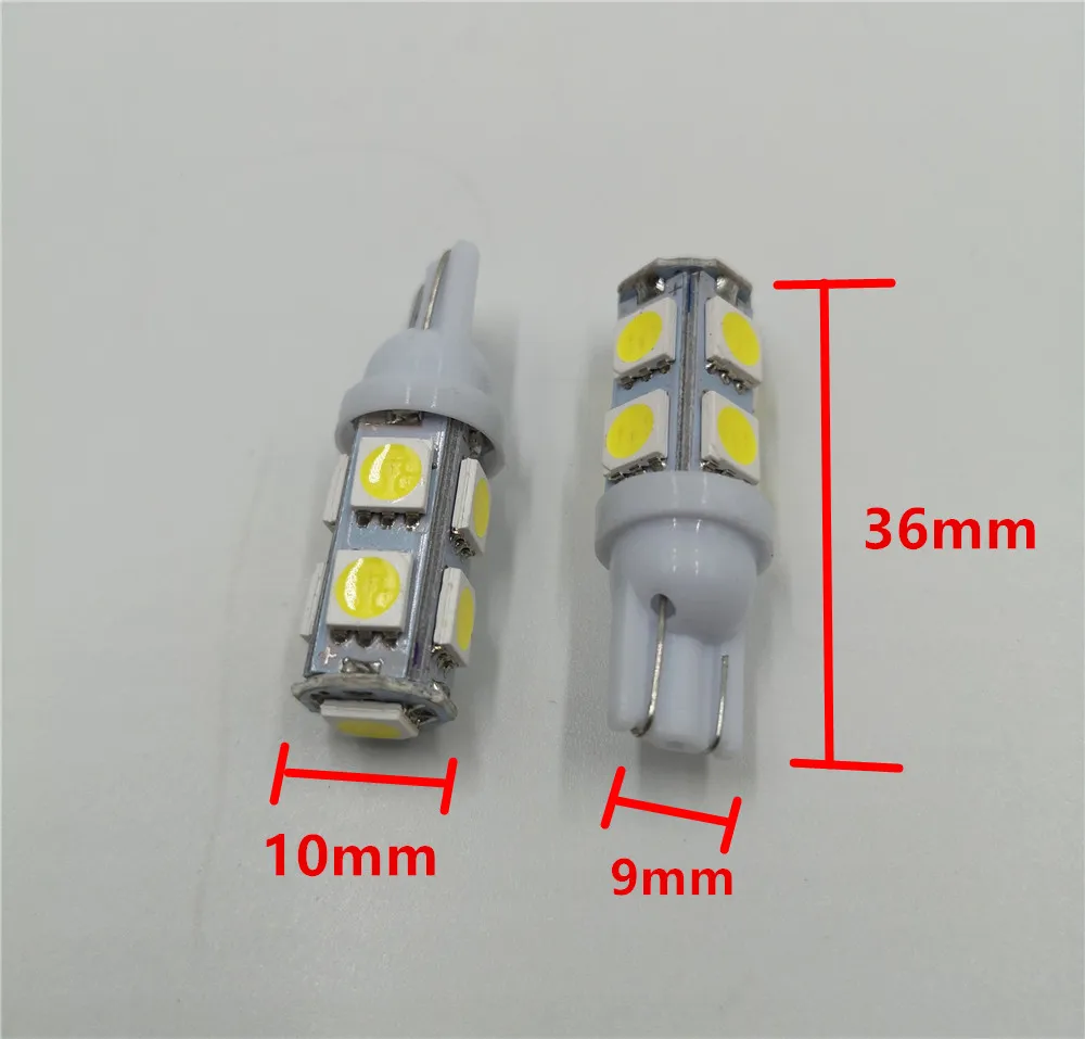 10 шт. Автомобильный светодиодный 194 168 W5W T10 9SMD 5050 светодиодный автомобильный мобильный задний указатель Поворота Боковой габаритный светильник-излучающая Диодная лампа