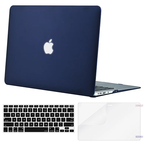 MOSISO Жесткий Чехол для ноутбука Macbook Air 13 A1466/A1369, чехол для ноутбука 2012-+ чехол для клавиатуры+ Защитная пленка для экрана - Цвет: Navy Blue