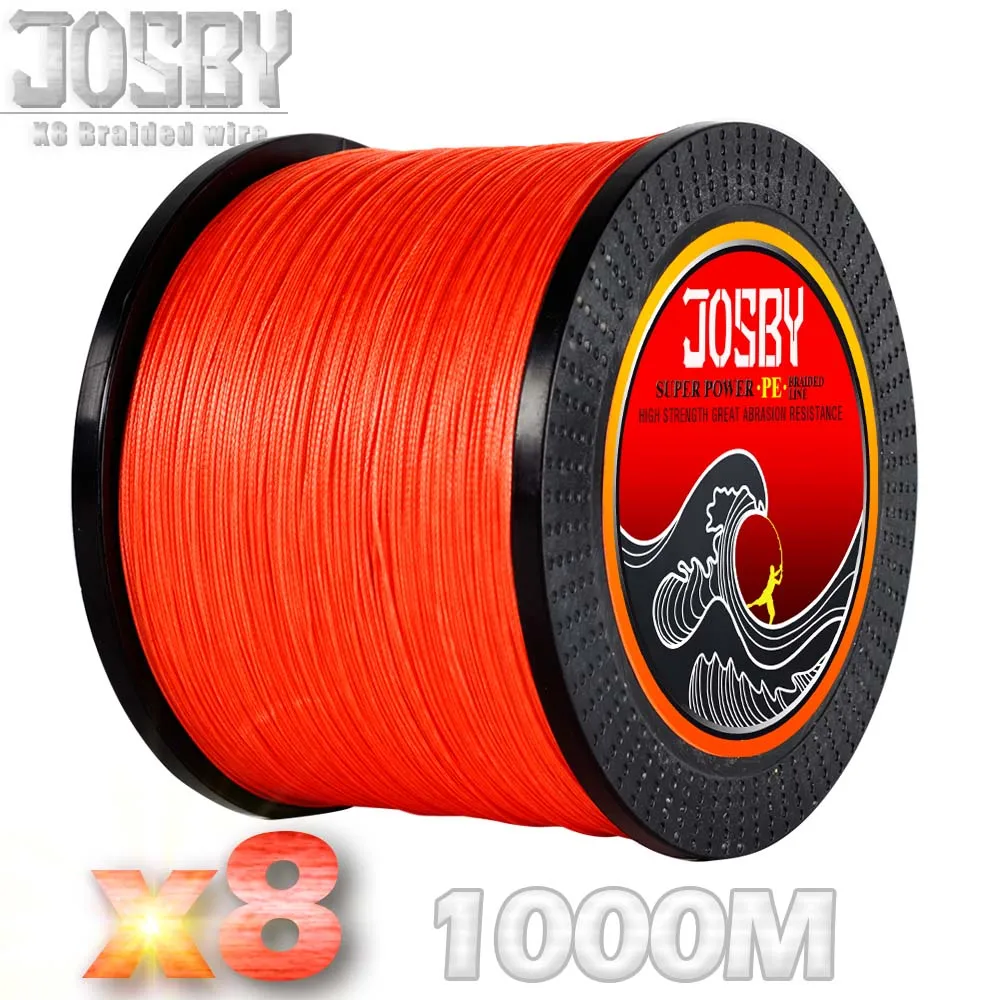 

JOSBY Braided8 STRANDS PE Braided Fishing Line 1000M Super Strong Japan Multifilament Braided Wire Fishing Cord Green multicolor