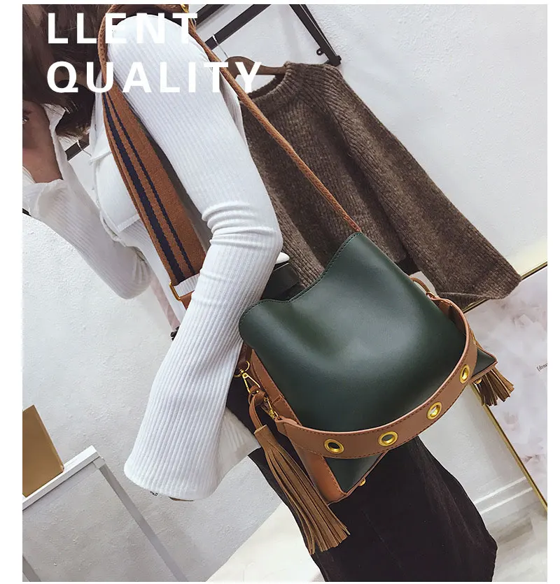Женская винтажная сумка на плечо из искусственной кожи однотонная сумка-мешок модная сумка с кисточками маленькая простая квадратная сумка 3 цвета