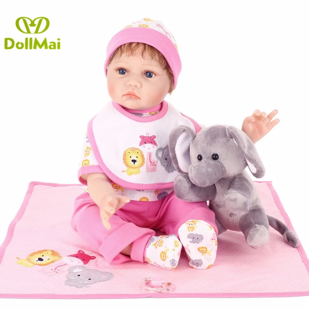 

Bebe doll reborn 22"55cm silicone reborn baby dolls with elephant plush for children gift birthday present newborn baby boneca