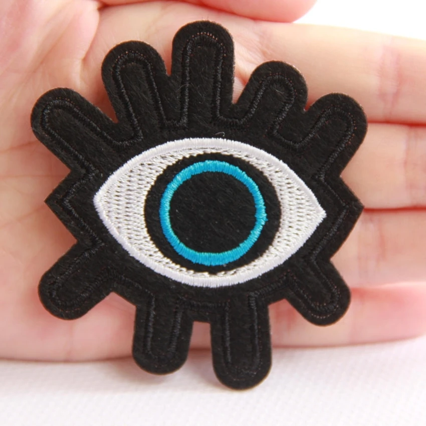 2Pcs Cool Black Eye Patch for Clothing Iron on Embroidered Sew Applique