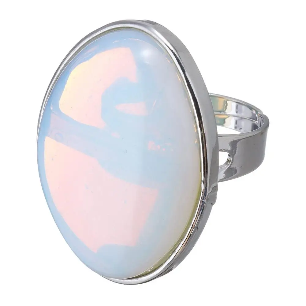 Античный натуральный серебристый цвет камень кольцо аметисты бирюзы морской опал полный палец кольцо для женщин Свадебные кольца на годовщину - Цвет основного камня: sea opal