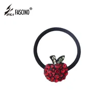 Модный дизайн ацетат конский хвост держатель эластичное кольцо-повязка для волос галстук кристально-красный яблочный волос аксессуары для повязки на голову для девочек