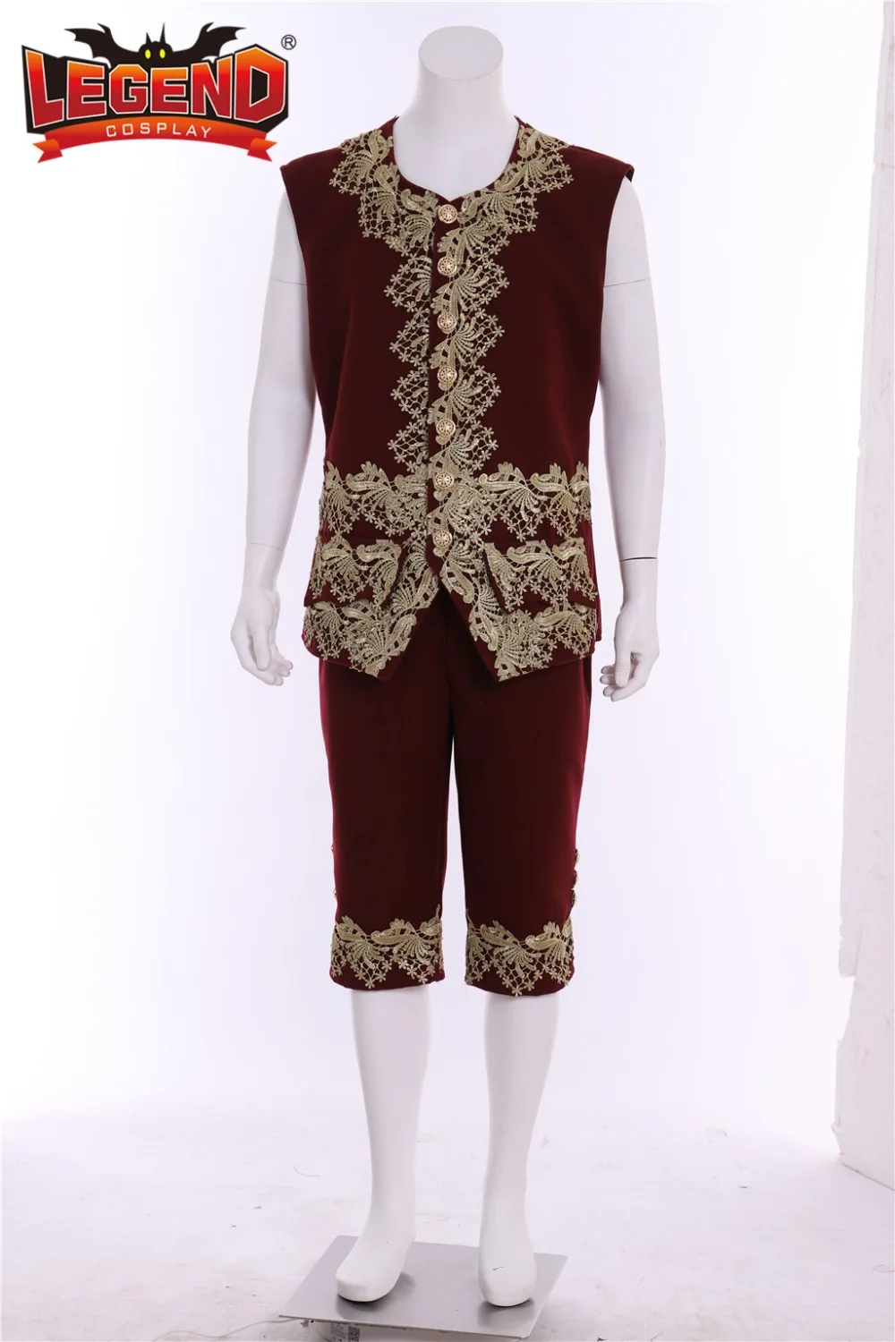 colonial Victorian Elegant cosplay costume 18th men/'s rococo court suit burgandy