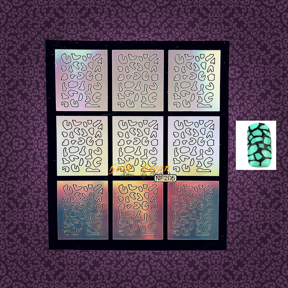 

1PC Creative Irregular Pattern Hollow Laser Foil Nail Stencil Sticker Airbrush Polish Nail Art Paint Decal Manicure Tools GNF205