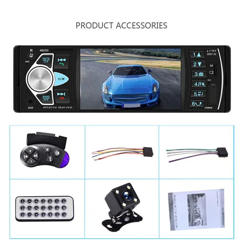 Podofo 1 din Car Stereo FM Radio MP3 Bluetooth Audio Player USB SD AUX 1 DIN Autoradio Rear View Camera For Universal Car Radio - Цвет: With 4 LED Camera