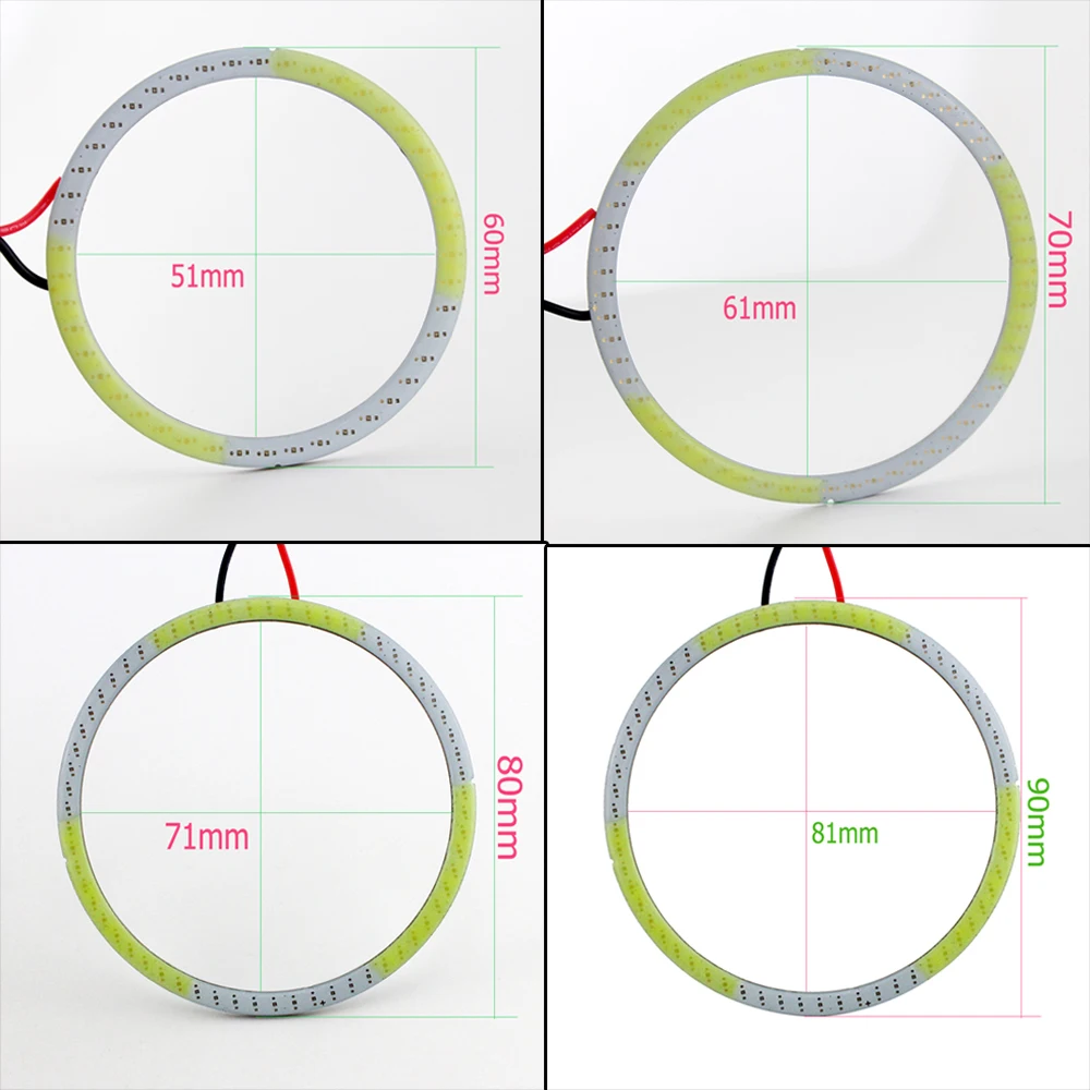 YM E-Bright 2 шт.(1 пара) COB angel eyes Halo Rings светодиодный светильник DRL головной светильник белый+ синий автомобильный Стайлинг 60 70 80 90 100 110 120 мм