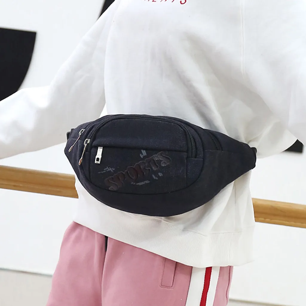 Sleeper#501 модная парусиновая унисекс однотонная повседневная спортивная сумка с карманами на плечо сумки на пояс