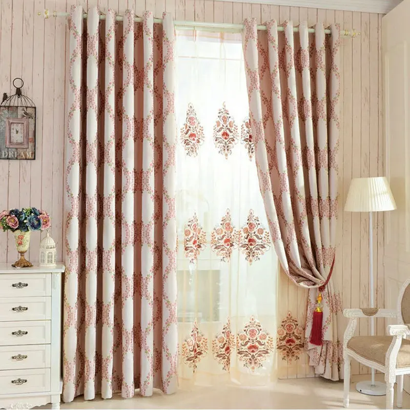 European Double Sided Floral Jacquard Blackout Curtain for ...
