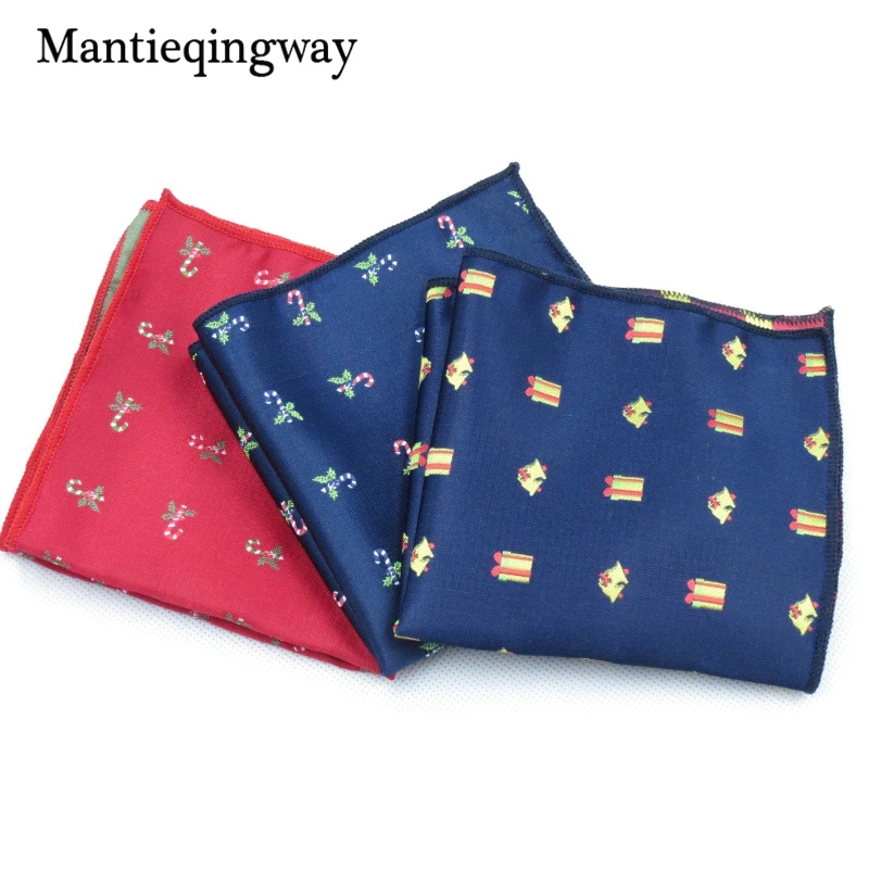 

Mantieqingway Brand Christmas Hankies Men's Pocket Square Handkerchiefs Formal Business Suits Printed Handkerchief Chest Towel