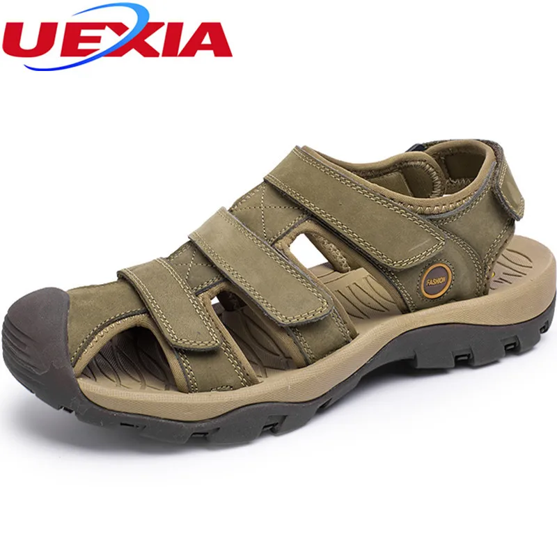 

Big Size 38-46 Summer Flat Leather Zapatos Sandals Shoes Hallow Hook & Loop Beach Sandals Man Casual Plastic Water Sandalias