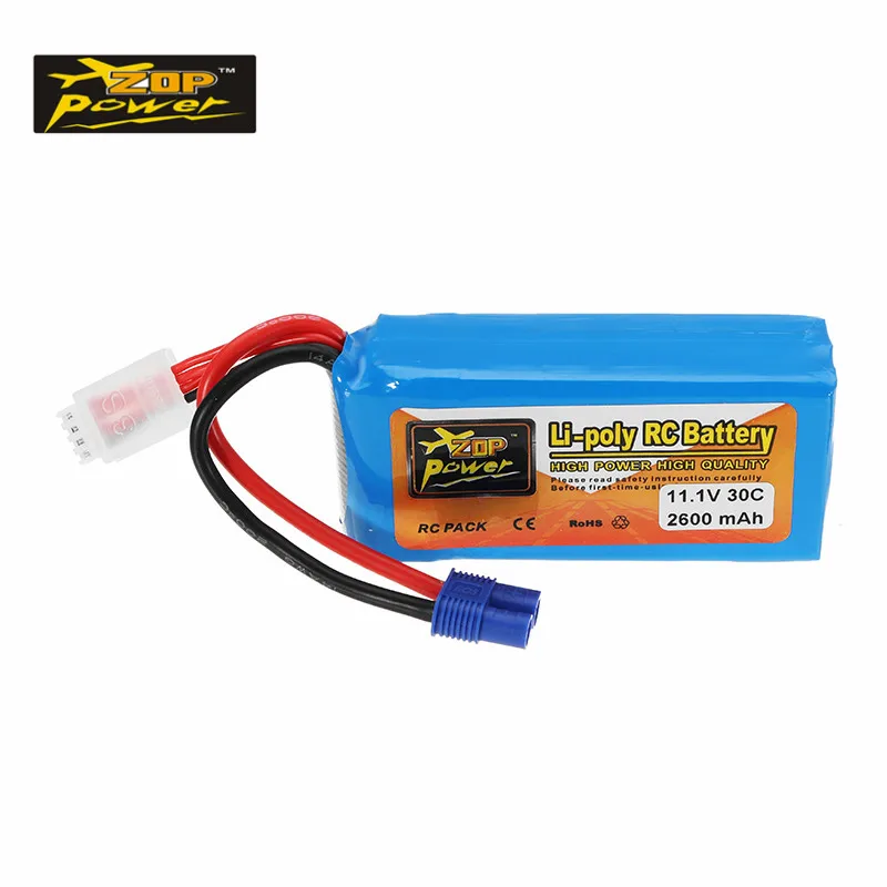 

High Quality ZOP Power 11.1V 2600mah 30C 3S Lipo Battery EC3 Plug Rechargeable for 1/8 RC Car RC Toys Models Spare Parts