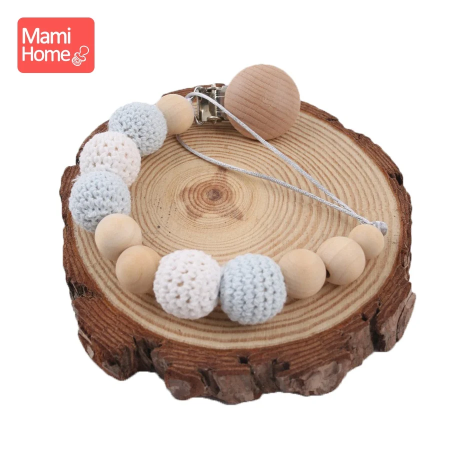 

1PC New Personalized Pacifier Chain Crochet Beads Wooden Teether Baby Gifts Pacifier Clip DIY Crafts BPA Free Toy Shower Clip
