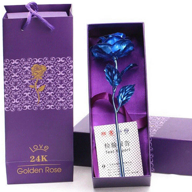 

Foil Plated Rose Artificial Flower Creative Valentine's Day Birthday Wedding Gift Present For Lovers gold red purple blue