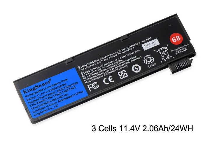 KingSener X240 Батарея для lenovo Thinkpad X270 X260 T560 X240S X250 T450 T470P T450S T440 T440S K2450 W550S 45N1136 45N1134 68 - Цвет: 3Cells 2.06Ah 24WH