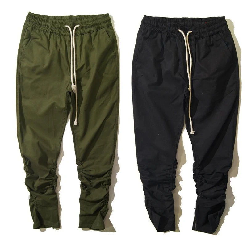 New 2016 Black & Green Harem Casual Skinny Zipper botton