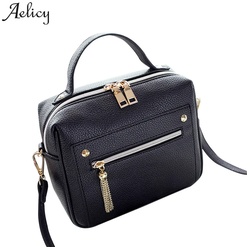 Aelicy Small PU leather Handbag Women Zipper Messager Bag Female Shoulder Bags Tassel Rivet ...