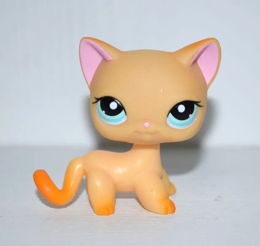 Pet Shop фиолетовый, желтый, коричневый, оранжевый, персиковый, розовый, с короткими волосами, кошка, котенок, коллекция, свободная фигурка, детская игрушка для девочек - Цвет: 2