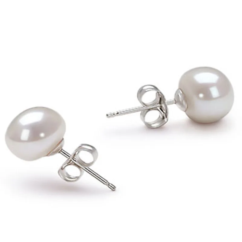 6-7mm AAA Natural Cultured Black Button Freshwater Pearl Earring with 925 Sterling Silver Sutd 2