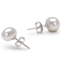6-7mm AAA Natural Cultured Black Button Freshwater Pearl Earring with 925 Sterling Silver Sutd 2