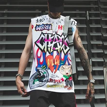 Летний мужской хлопковый жилет с граффити