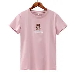 Женская футболка с рисунком оленя, высокое качество, короткий рукав, круглый вырез, хлопок, спандекс, женские свободные повседневные топы