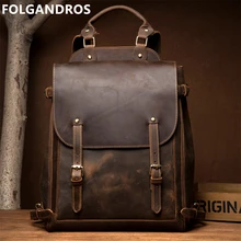 FOLGANDROS мужской рюкзак из натуральной кожи, многофункциональный рюкзак ручной работы, винтажный рюкзак для ноутбука, сумка на плечо, повседневный рюкзак